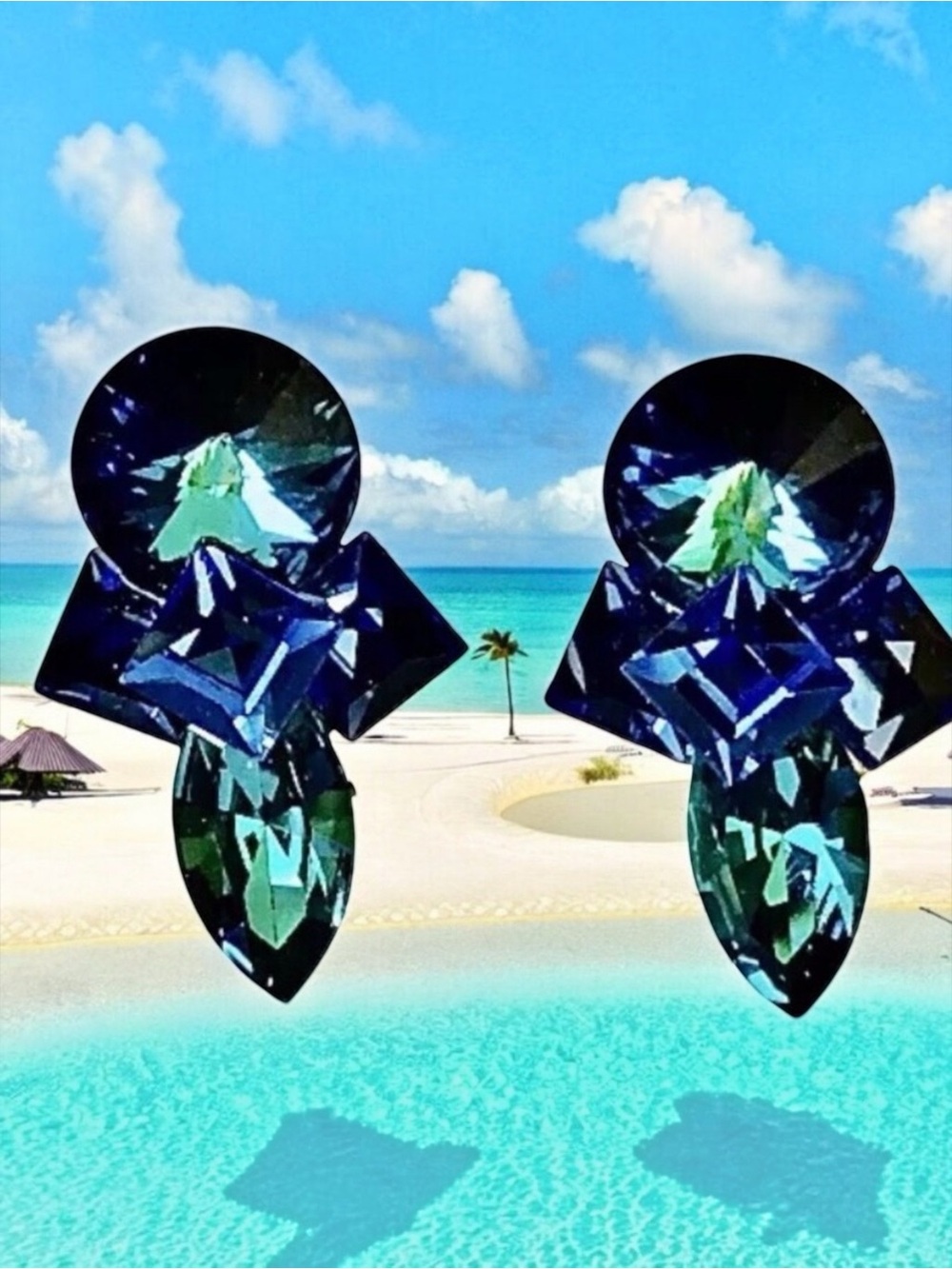 Wendy Gill Vintage Crystal Earrings Clip-on Blue